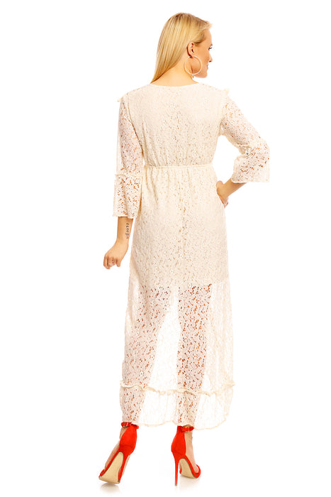 Lace dress Ibiza style bohemian style beige-gold