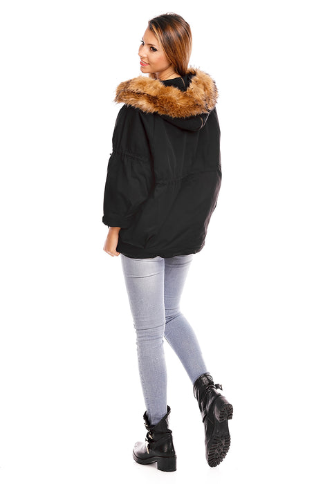 Parka with fur khaki-dark blue