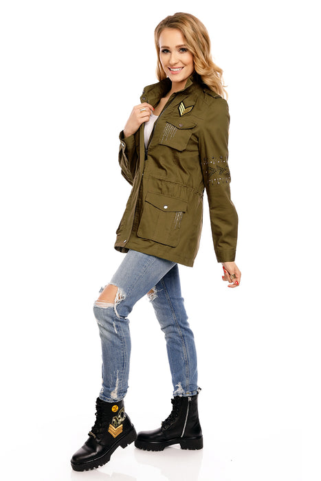 Parka with embroidery Khaki Gold with sequins