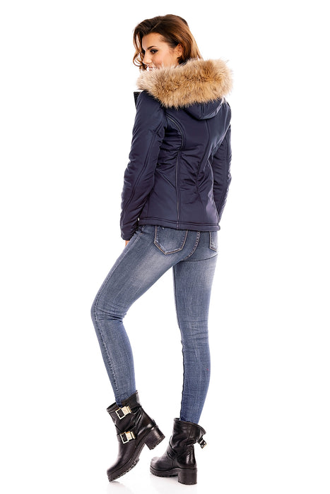 Winter jacket with real fur beige