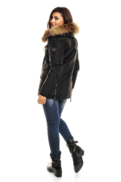 Winter jacket with real fur black